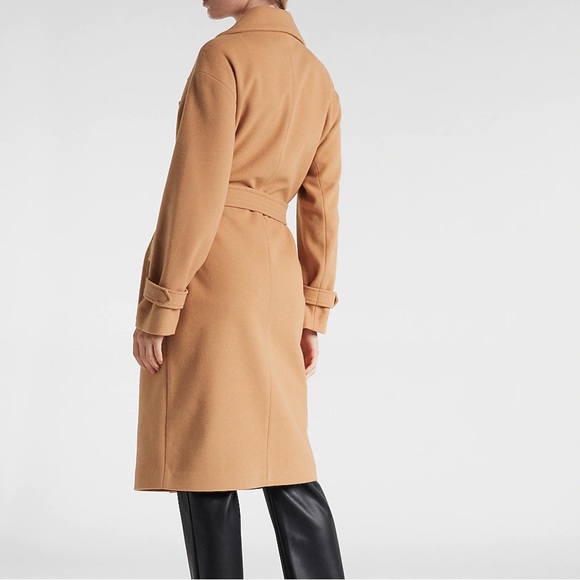 Express Belted Wrap Front Faux Wool Coat size Large winter jacket heavy NWT - Picture 8 of 10